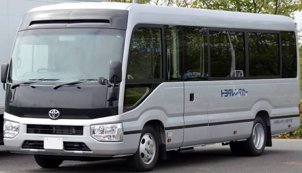 Toyota Coaster bus for large Umrah groups